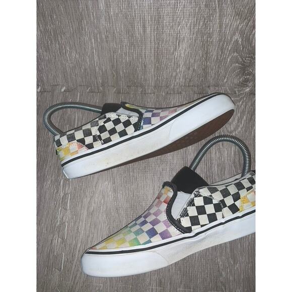 Vans Slip-On Shoes Missy Size 2.0 Multicolor Rainbow Checkered Casual‎ - Picture 5 of 7